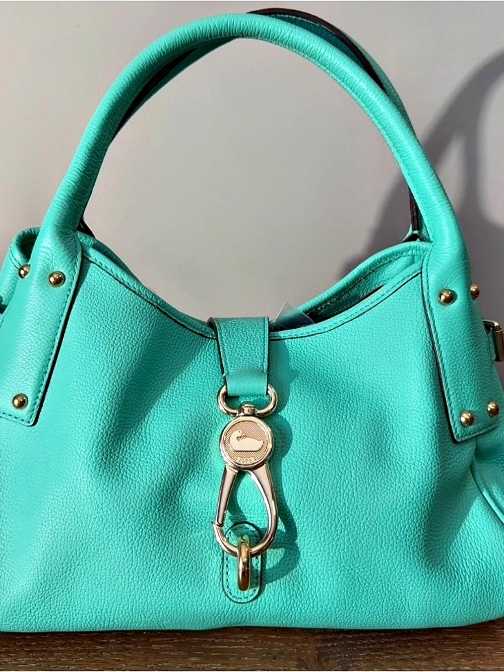 Dooney & Bourke Pebble Grain Small Logo Lock Sac Green Shoulder Bag